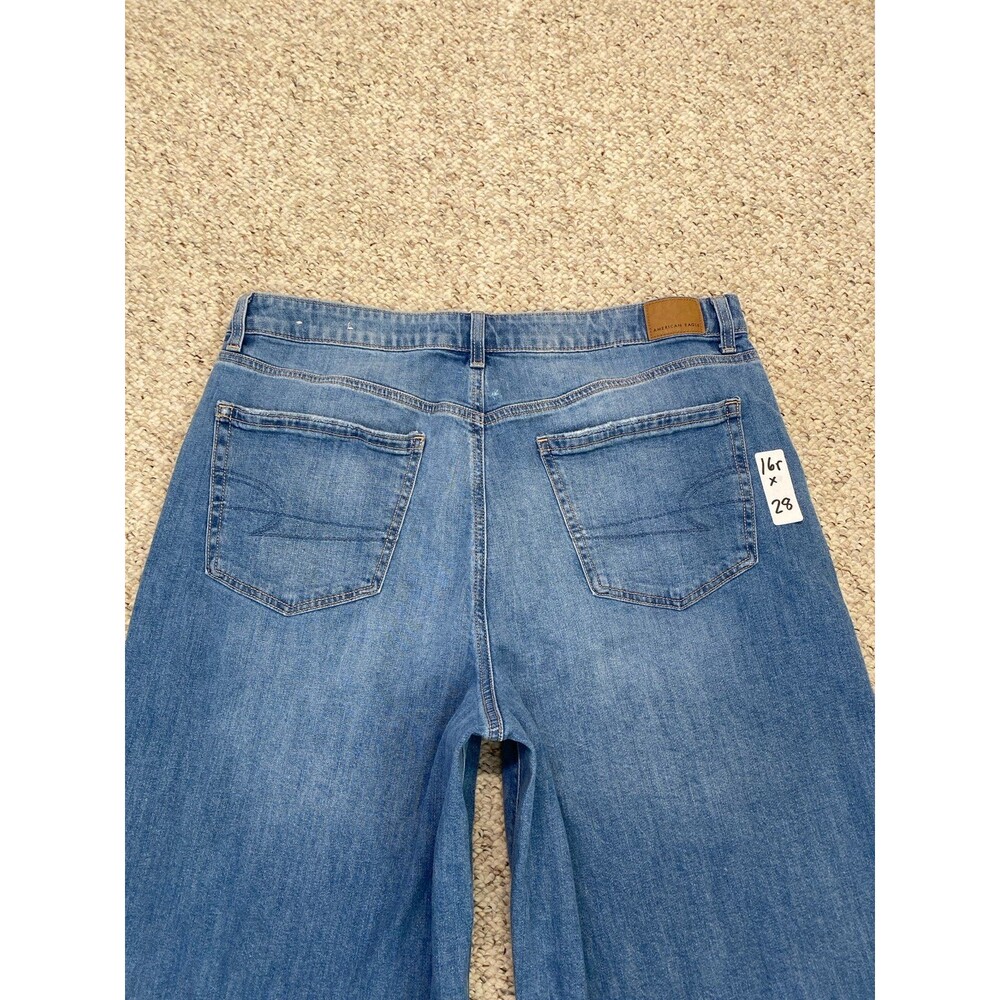 American Eagle Stretch Super High-Rise Baggy Wide Leg Ankle Jeans Size 16R - Picture 6 of 9